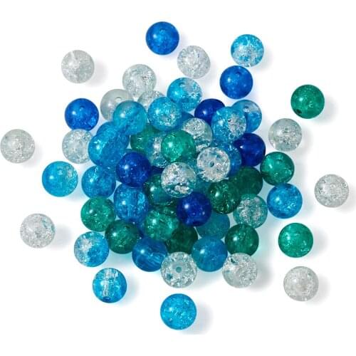 4mm 6mm 8mm Painted Snow Cracked Crystal Glass Beads Loose Spacer Round Stone for Bracelet Making Necklace Jewelry DIY