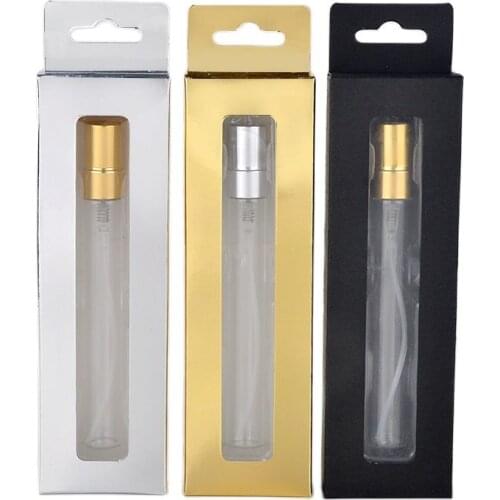 5ML 10ML Glass Perfume Atomizer Parfum Spray Bottle with Packing Box, Cosmetics Sample Packing Vial Refillable Bottle 50pcs/Lot