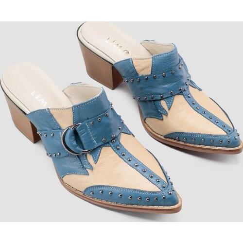 Limoya Genuine Leather Jody Tan Pointed toe Stapler Detailed Heels Slippers 'Turkish' Quality 2021 Fashion Design Season Comfort Fast