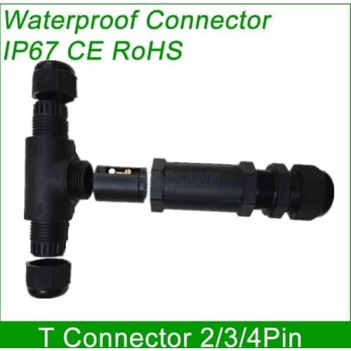 T Connector 2 pin 3pin 4pin IP67 Waterproof cable Connector Terminal Electrical wire quick plug Screw LED Lighting 10 units