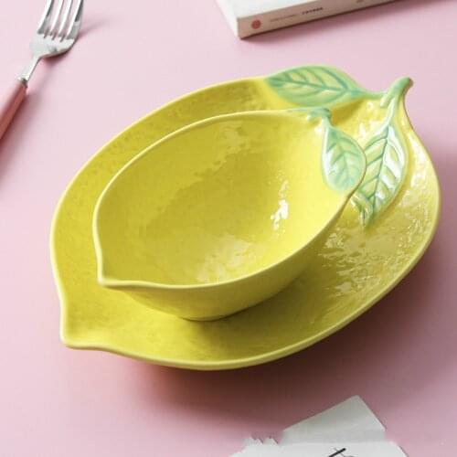 Lemon shaped plate ceramic dish plate rice bowl cute bowl household tableware personalized creative breakfast dinner plates