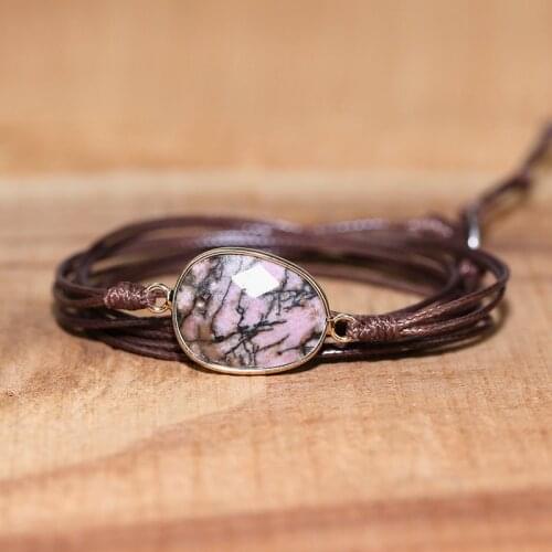 Rope Wrap Bracelet Natural Stones Boho Long Friendship Bracelet Unique Handmade Ethnic Bracelets Dropshipping