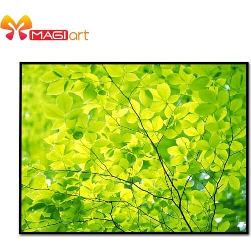 Cross stitch kits Embroidery needlework sets 11CT water soluble canvas patterns 14CT Mordern style green leaves-NCMF162