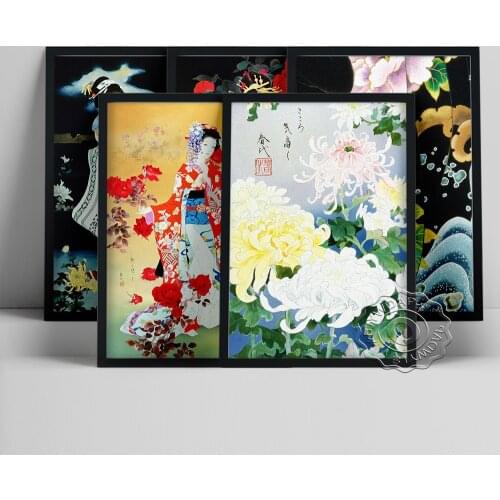 Haruyo Morita Exhibition Retro Poster, Geisha Girl Art Prints Canvas Painting, Japan Tradition Kimono Wall Art, Room Home Decor