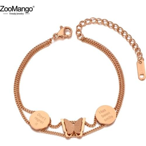 ZooMango Titanium Stainless Steel Bohemia Beach Double Layer Bracelets For Women Trendy Butterfly Charm Bracelet Jewelry ZB20131