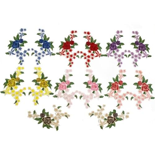 Womens embroidery lace colorful style applique fabric sewing DIY clothing craft supplies material accessories 1 pair for sale