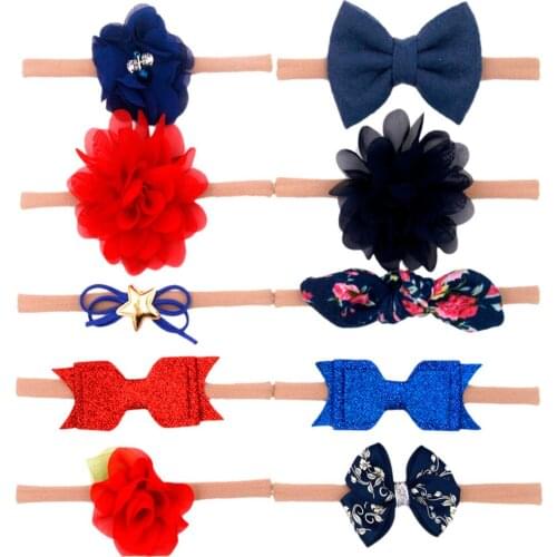 10pcs/lot Kids Infant Baby Girls Headwear Cute Bow Knot Flower Hairband Toddler Girl Hair Accessories Set Cute Gift Set