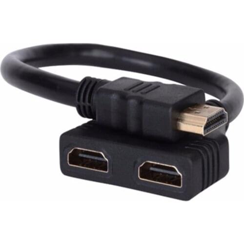 1PC HDMI 2 Dual Port Y Splitter 1080P HDMI v1.4 Male to Double Female Adapter Cable 1 In 2 Out HDMI Converter Connect Cable Cord