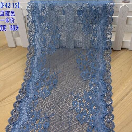 2 Meters Apparel Accessories Navy Blue Elastic Stretch Lace Trim DIY Craft Sewing Appliqued Nylon Mesh Lace Fabric 18cm Width