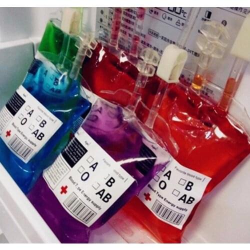 350ML Transparent Clear Blood Bag Pvc Reusable Blood Energy Drink Bag Halloween Decoration Pouch Props Vampire Party Supplies#20