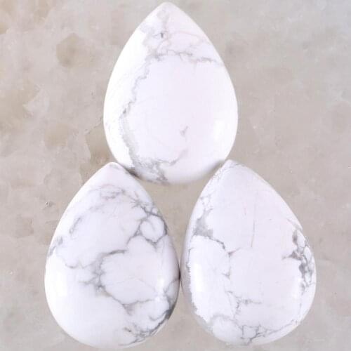 5Pcs Cabochon CAB Natural Stone No Drilled Hole Water Drop Bead for Men Women DIY Jewelry Making Necklace White Howlite Bead
