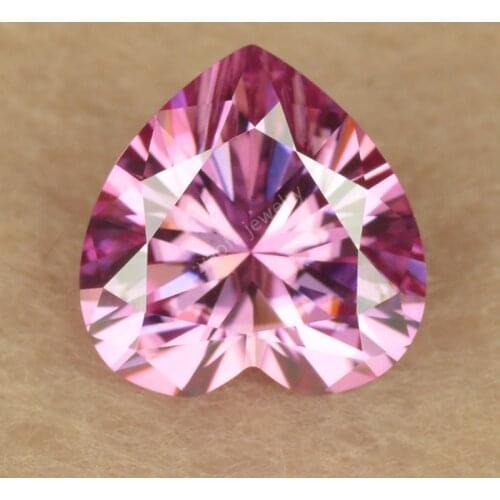 5x5~10x10mm 5A Sic Material Pink Color Moissanites Diamond Heart Shape Princess Cut Loose Stone Synthetic Gems For DIY Jewelry