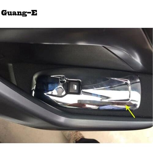 ABS Chrome Armrest Lift Button Inner Door Window Glass Switch Panel Trim Frame Molding 4pcs For Peugeot 2008 2014 2015 2016 2017