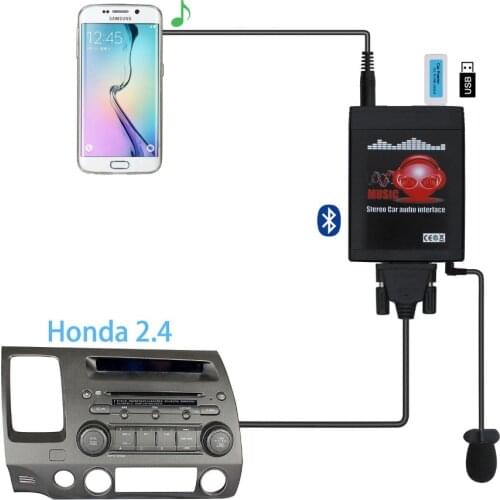 Moonet Bluetooth Adapter Car MP3 USB/AUX 3.5mm Stereo Auto Wireless Hands Free For Radio fit For Honda 2.4 Accord Civic Odyssey