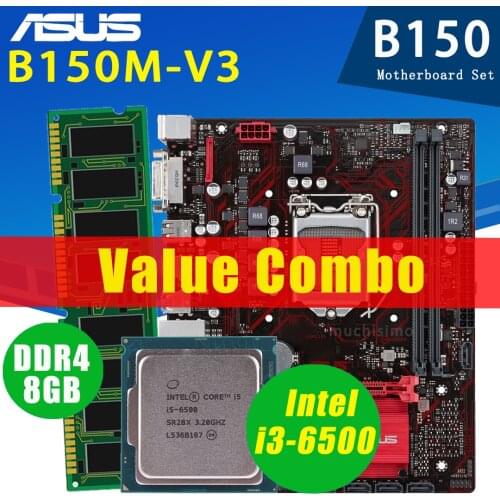 Asus B150M-V3 Motherboard With Intel Core i5 6500 + 8GB DDR4 Motherboard Combo Intel B150 Gaming Placa-Mãe 1151 Mainboard Set