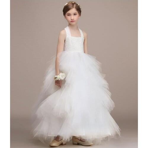 White Girls Wedding Dresses Girls Party Princess Dress Big Bowknot Style Ball Gown Christmas Birthday Clothes for 3-13 year