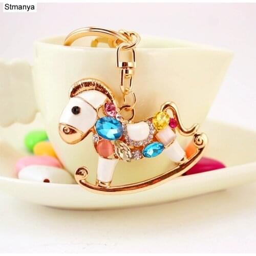 Zinc Alloy Crystal Palm Key Chain Trojan Horse Keychain Car Purse Pendant Bags keyRing Chains Key Rings For Women jewelry K1597