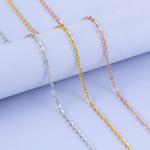 Sterling Silver Necklace for Women O Link Chain 0.7mm Necklace for Pendant Fine Jewelry Silver Necklace Three Colors Gold Plated