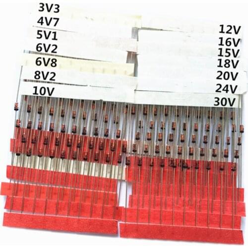 1/2w 0.5W Zener Diode 3.3-30V 14values*10pcs=140pcs Assorted Assortment Set New electronic diy kit