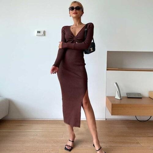 Модные вязаные платья Flordevida China At AliExpress