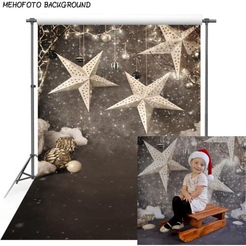 Vinyl Photography Background Snowflake Christmas Star Computer Printed Children Portrait Christmas Backdrops for Photo Studio