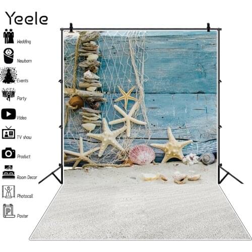 Yeele Summer Beach Shell Conch Starfish Vessel Sea Ocean Background Photography Sandy Beach Backdrop for Newborn Photographic