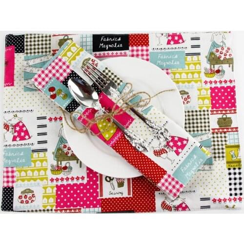 30x40cm cartoon cotton linen fabric placemat heat insulation mat dining table mat coffee table Napkin decoration