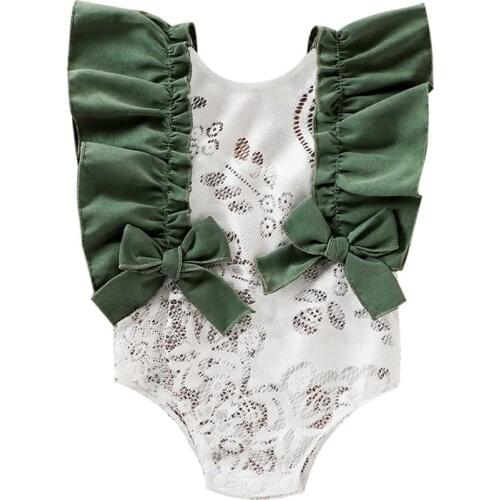 Newborn Infant Lace Ruffles Girls Baby Bodysuits Sleeveless Leotard Tops Casual Summer Newly Sheer Baby Rompers