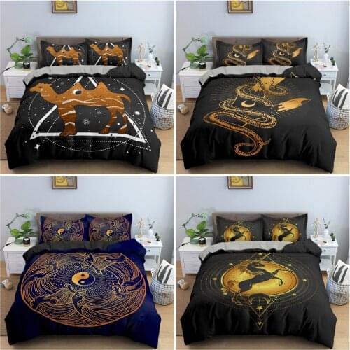 Rainbow Unicorn And Camel Desert Bedding Set Sacred Geometry Pattern Duvet Cover Set Luxury Bedclothes Bedroom Decor 2/3PCS