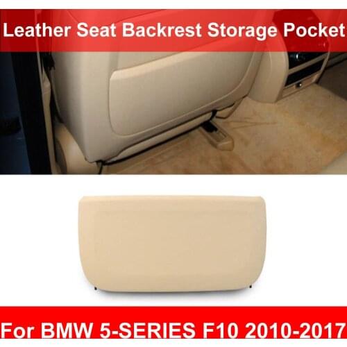 LHD RHD Beige Car Rear Seat Back Backrest Panel Genuine Leather Cover Storage Pocket For BMW F10 F11 F18 520 525 530 2007-2013