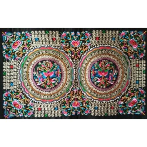 Miao stitch crochet plain fabric embroidery patch dress shoes bag applique trim boho gypsy sewing novelty DIY ethnic tribal