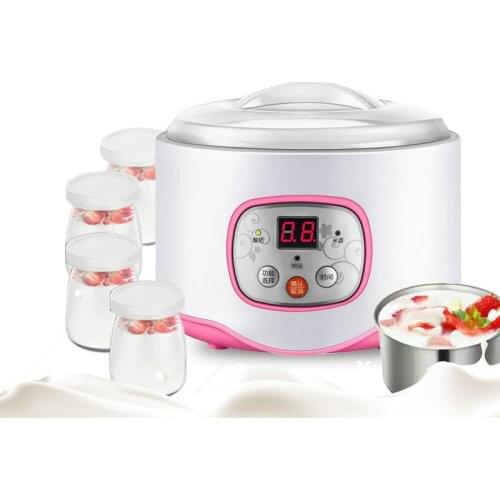 Multifunctional Electric Yogurt Maker Timing Natto Rice Wine Machine Automatic Yoghurt Fermenter With 4 Leben Glass Cups EU