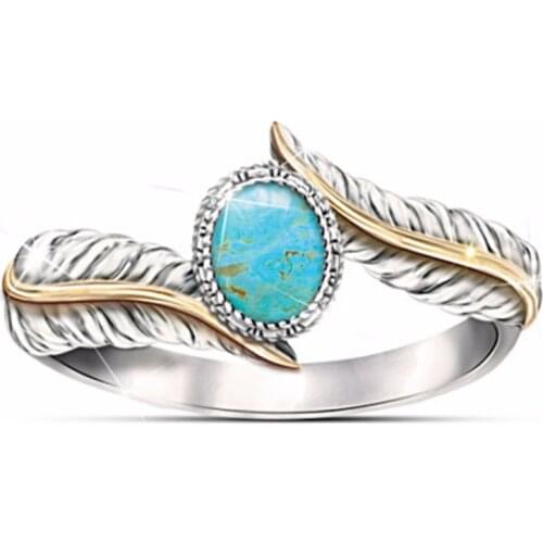 Fashion European and American Luxury Inlaid Feather Ring For Women Party Anniversary Hand Jewelry Accessories