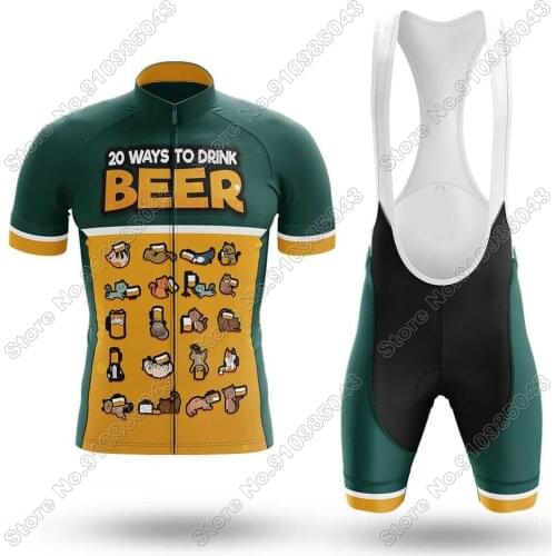 20 Ways To Drink Beer - Mens Cycling Jersey Set Summer Cycling Clothing Road Bike Suit Mountain Bicycle Shirt Bib Shorts MTB