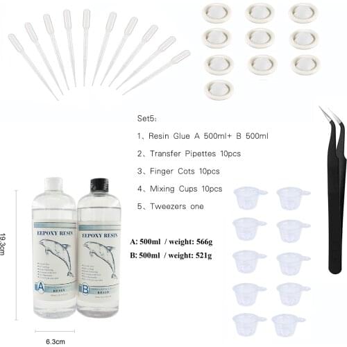 Epoxy Resin AB Glue Set,Crystal Clear Resin,Resin Glue Kit,Glue With DIY tools，Coating for Resin Jewelry,Fast Curing