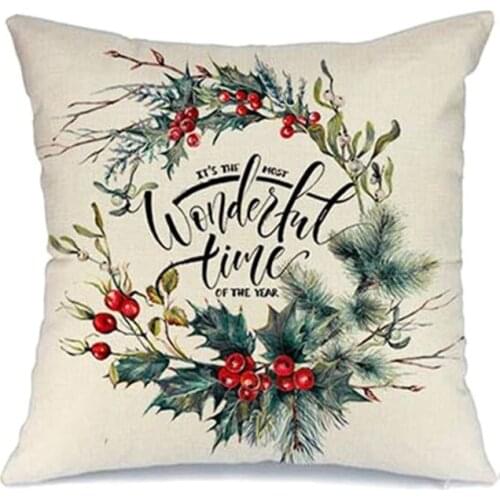 4 pieces Christmas ornaments pillowcases washed and faded 18-inch imitation linen car sofa decorative cushions