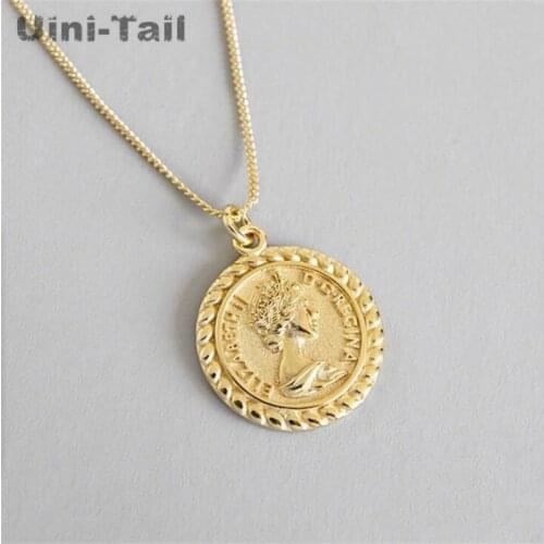 Uini-Tail New Hot Selling 925 Sterling Silver Fashion Retro Portrait Necklace European and American Personality Meteor Jewelry
