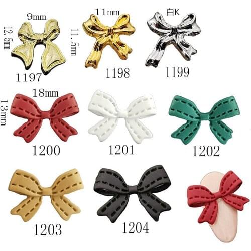 Japan Korea New Metal Alloy Nail Art Parts Decoration Punk Style Streamer Bow 3D DIY Accessories Stickers Charms Tools