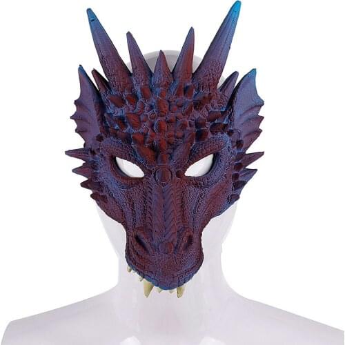 PU foaming 3D animal dragon mask for Halloween carnival party