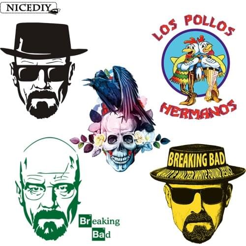 Nicediy DIY Breaking Bad Thermo Stickers Iron On Transfers Heat Vinyl PVC Patches On Clothes T-shirt Thermal Transfer Appliuqe