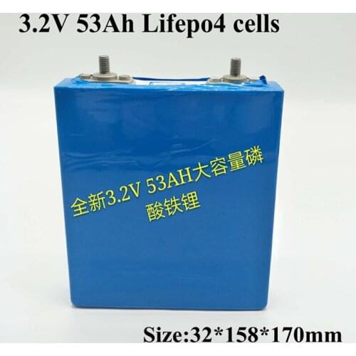 High Capacity 50Ah 3.2v Lifepo4 Cell 3.3v Battery 53ah High Rate 100a for Diy Pack Solar Energy Power Supply System Inverter