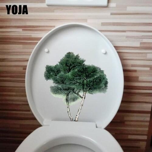 YOJA 21.1*22.4CM Hand-Painted Plant Pine Ink Painting Fashion Toilet Sticker Home Room Wall Decor T1-1009