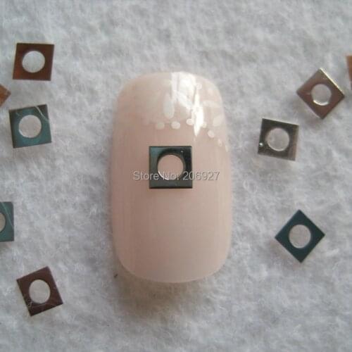 MS294-1 100pcs Silver Cute 4*4MM Square Metal Sticker Nail Art Metal Sticker Nail Art Decoration Non-adhesive Sticker