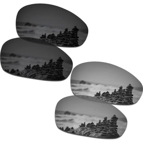 SmartVLT 2 Pairs Polarized Sunglasses Replacement Lenses for Oakley Juliet Stealth Black and Silver Titanium