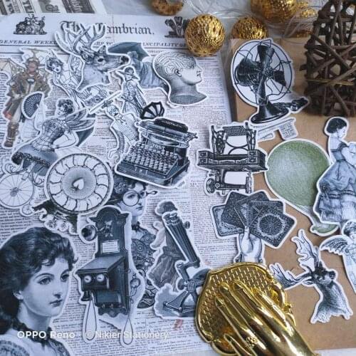 25 PCS \ SET Retro Western Woman Black White Typewriter Beauty Deco TN Stickers Diy Diary Scrapbooking Stickers JunkJournal