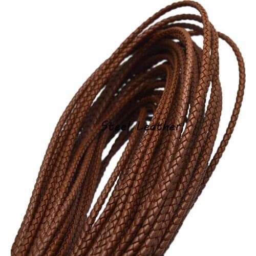 5m/lot Approx 3mm Brown Braided Leather Cord Leather Strip For Necklace Bracelet Leather Strings Cords Wholesale Promotion diy