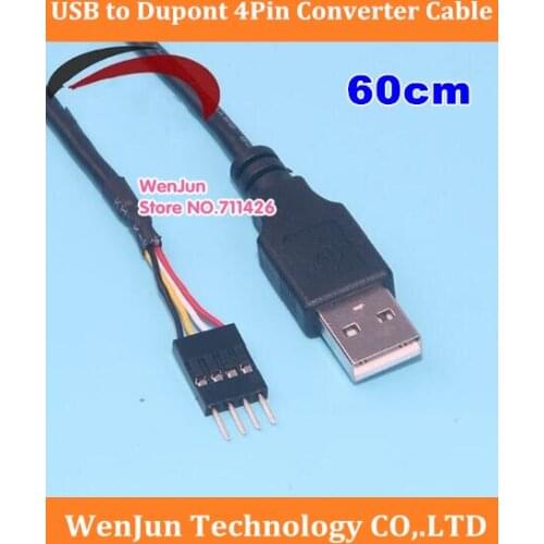60cm USB to Motherboard Mainboard Dupont 4Pin Adapter Converter Cable for PC Computer Host Case Chassis Internal 100pcs/lot