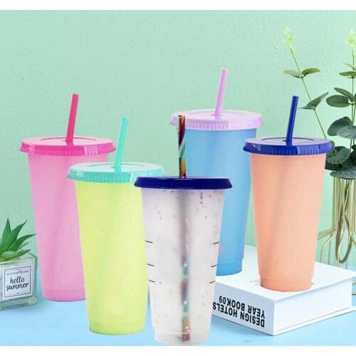 700ml Water Cup Eco-friendly Large Capacity PP Color Changing Drinking Cup for Home Drinkware Milk Juice Coffee Water Bottle