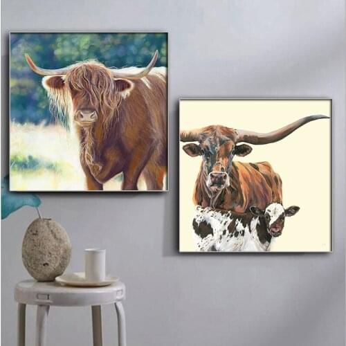 Highland Cow Diamonds Embroidery DIY Diamond painting Waste cattle 5D Full Drill rhinestone mosaic Wall Art Cattle Animal decor