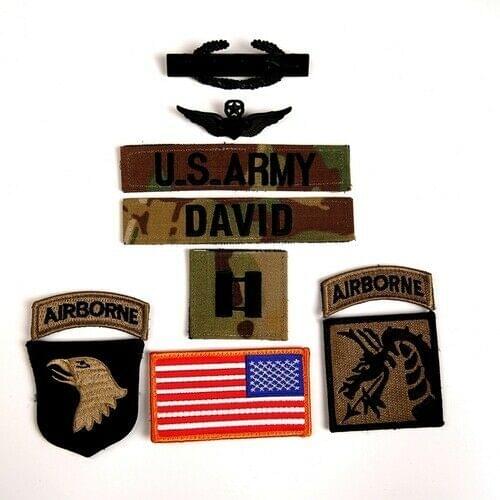US ARMY 101ST AIRBORNE DIVISION OfficerS Captain Rank INSIGNIA CP CAMO CAMOUFLAGE PATCH FULL SET 005